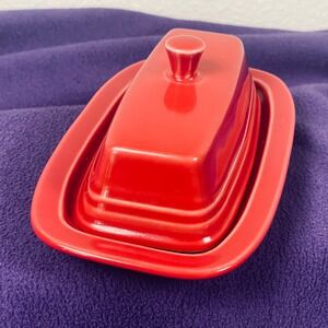 Fiesta Homer Laughlin Scarlet Red XL Covered Butter Dish 2-Piece Fiestaware